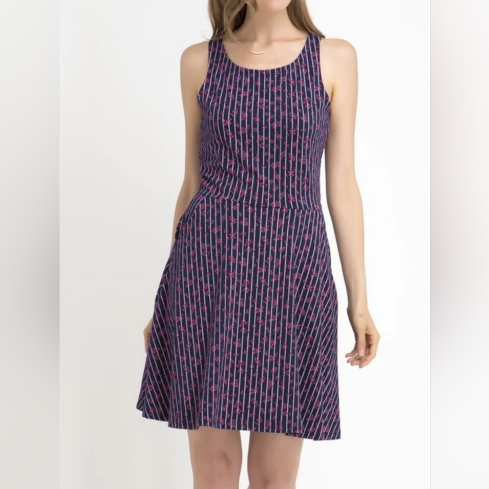 U.S Polo Assn. Navy tank dress with flowers and pockets size L